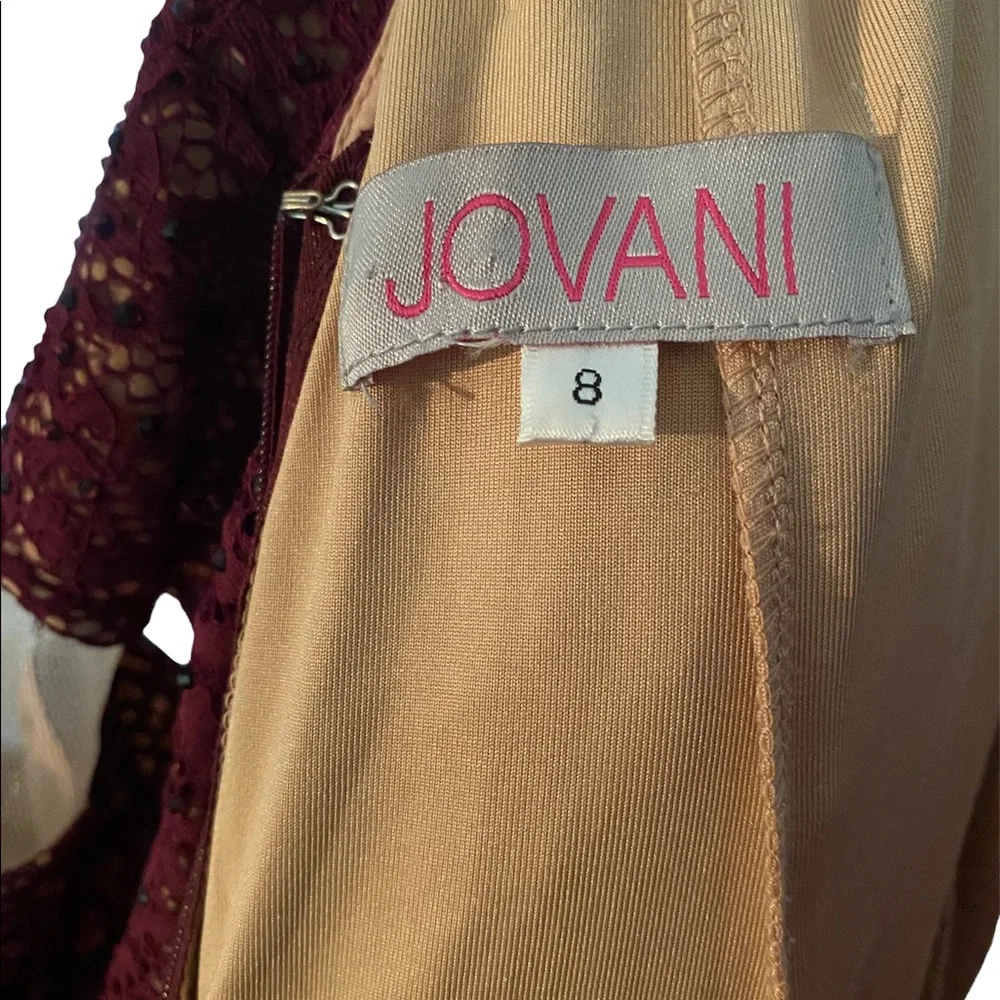 Jovani Burgundy lace dress sz- 8 - Picture 4 of 6